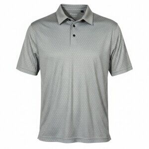 Etonic Size Medium Men's White Gray Pattern Short Sleeve Golf Polo Shirt